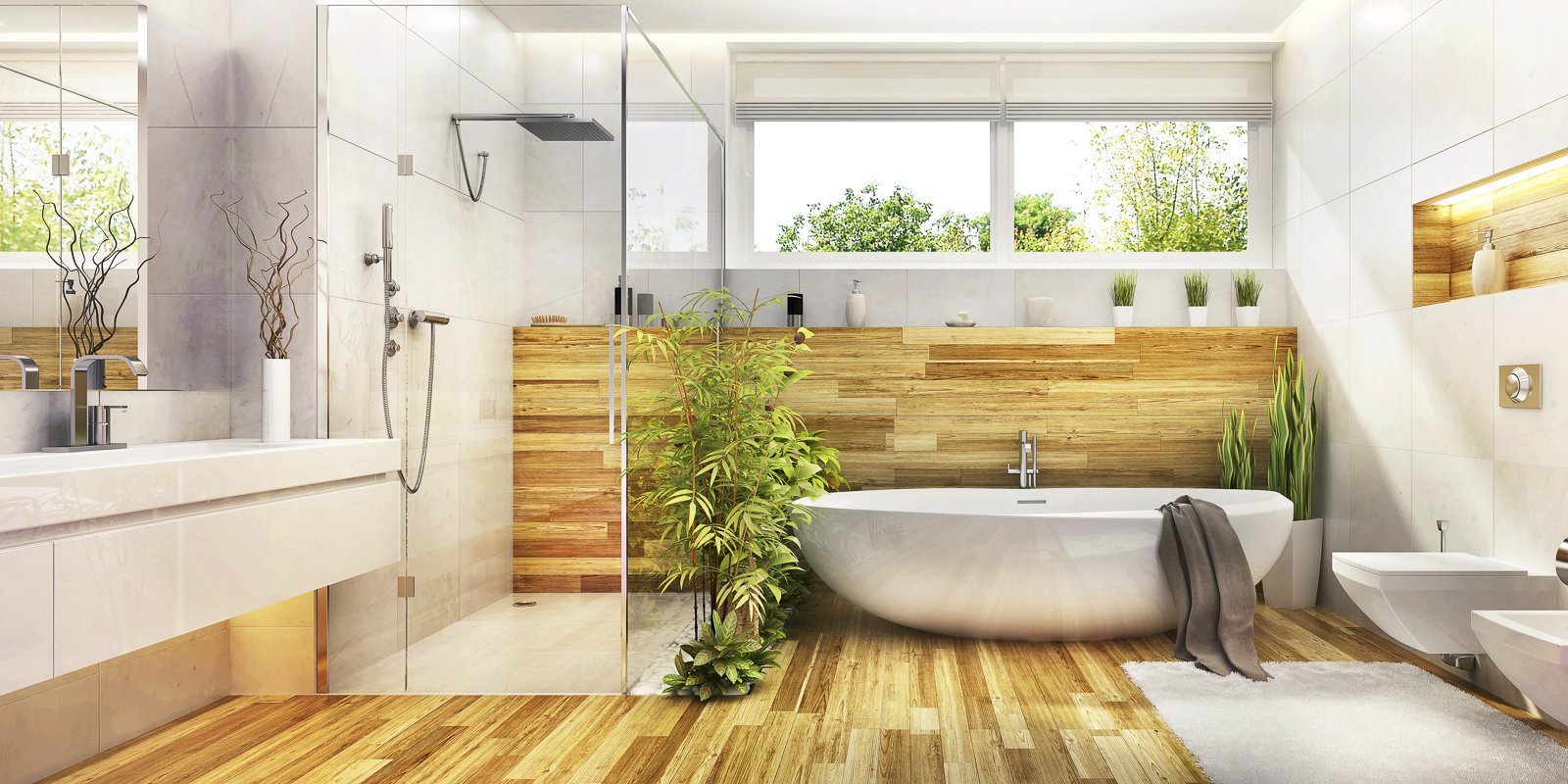 Ein Badezimmer in Schwarz/Weiß